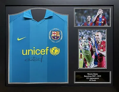 Framed Thierry Henry Signed Original Barcelona 2007/08 Football Shirt Proof Coa • £299.99