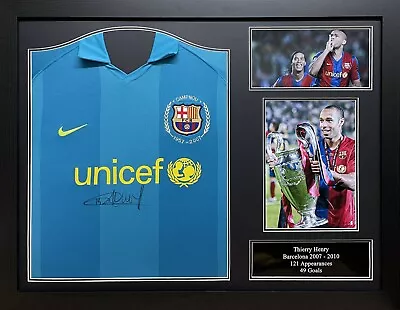 Framed Thierry Henry Signed Original Barcelona 2007/08 Football Shirt Proof Coa • £299.99