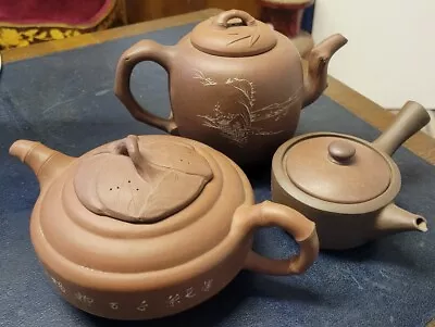 3 X Yixing Red Terracotta Clay Teapots • £60
