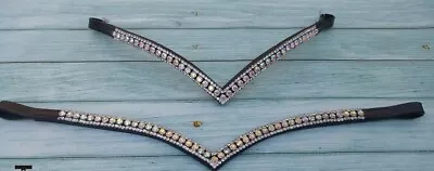 $19.80 • Buy V Shape Browband - English- Western Browband - Crystal Slim Chain