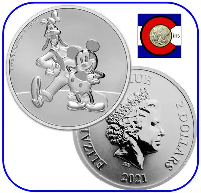 2021 Niue Disney Mickey & Goofy 1 Oz Silver Coin In Direct Fit Capsule • $45.95