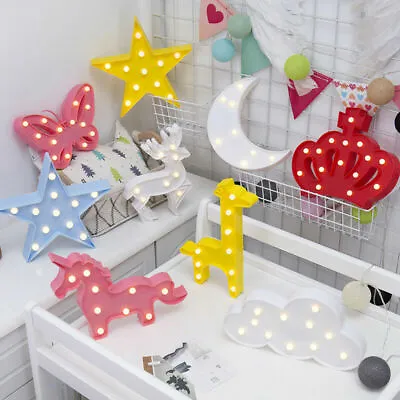 3D LED Unicorn Cat Star Night Light Wall Lamp Kids Baby Bedroom Table Desk Lamp  • £8.99