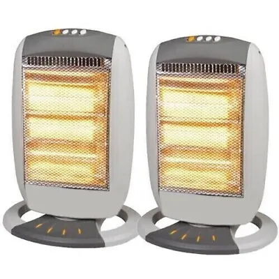 2 X  ELECTRIC 1200W HALOGEN HEATER OSCILATTING 3 BAR PORTABLE QUARTZ NEW • £34.99