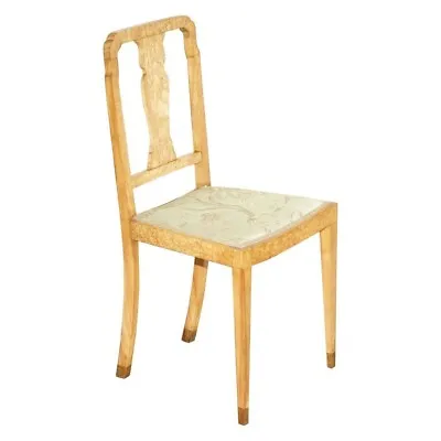 £550 • Buy Antique Art Deco Burr Maple Wood Occasional Side Bedroom Chair Part Of Suite