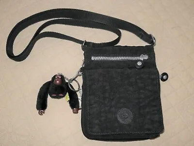 Kipling Small Black Crossbody Bag Nylon Fabric With Monkey Mascot • $20.99