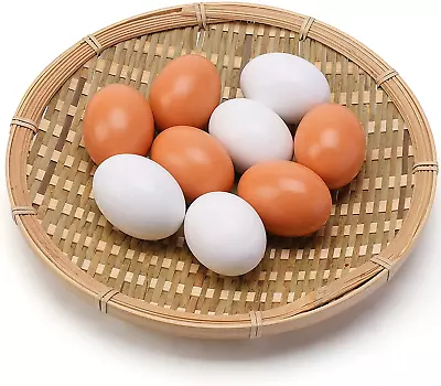 Wooden Fake Eggs 9 Pieces 2 Colors Easter Wooden Egg Wood Eggs For Crafts Easte • $12.95