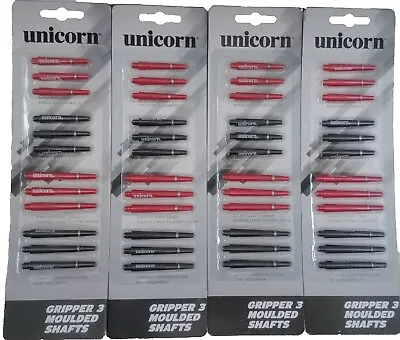 4x Unicorn Gripper Darts Stems Shafts Black Red Short & Medium 16 Sets 48 Stems • £9.99