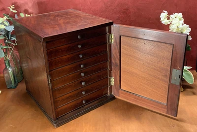 £395 • Buy Collectors Tabletop Chest Cabinet Drawers Stationay Artists Box Case With Key