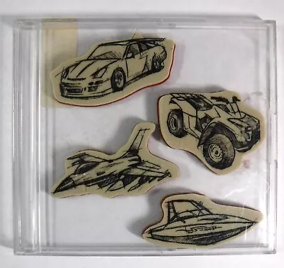 Stampin Up! The Need For Speed Rubber Stamp Set Boat Four Car Jet Airplane • $5.50