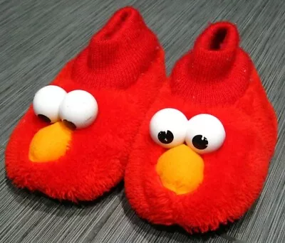 SESAME STREET ELMO Plush Red House Bootie SLIPPERS Size Medium M 7/8 • $9.99