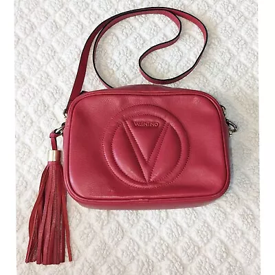 Mario Valentino Leather Camera Crossbody Bag Tassel Red • $125