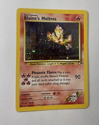 Gym Heroes Blaine’s Moltres Holo 1/132 Rare WOTC Pokémon Card TCG NM Mint Swirl! • $67.99