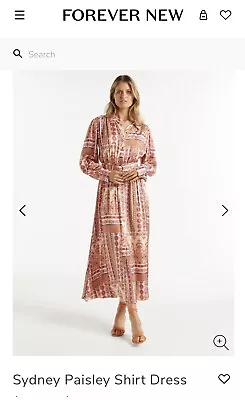 $75 • Buy Forever New Sydney Paisley Shirt Dress Size 6