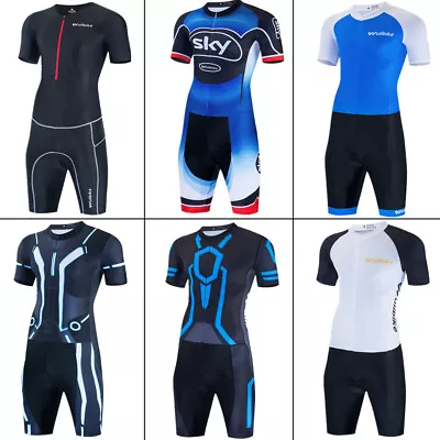 Men Triathlon Tri Suit Compression Running Swimming Cycling Skin Tight Padded UK • £26.39