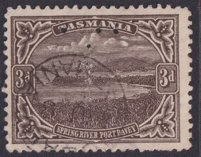 TASMANIA  3d BROWN VIEW  PERFORATED  T  FINE USED (A24322) • $3.21