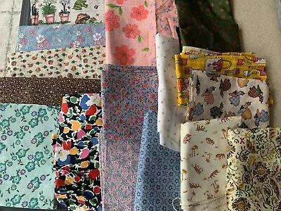 Vintage Lot Of Fabric Pieces Over 3 Pounds Quilting Sewing Cotton Prints Florals • $55