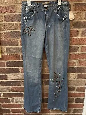 $22.50 • Buy Z Cavaricci Jeans Bootcut Mid Rise Size 12 Flower Design New Tags