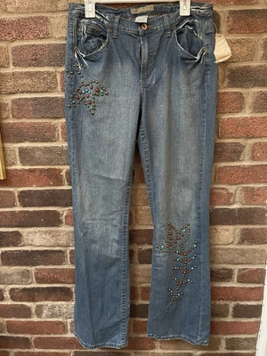 Z Cavaricci Jeans Bootcut Mid Rise Size 12 Flower Design New Tags • $25