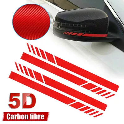 4x Car Rearview Mirror Red Carbon Fiber 5D Sticker Racing Stripe Decal Accessory • $6.98