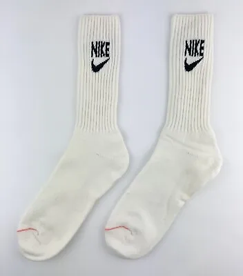 Vintage Nike BLACK Logo Socks 80s 90s Swoosh Spell Out Crew Men VTG Sz 10-13 • $34.99