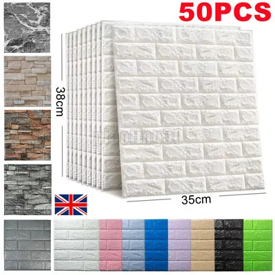 £12.99 • Buy 50X 3D Tile Brick Wall Sticker Wallpaper Self-adhesive Waterproof Foam Panel UK,