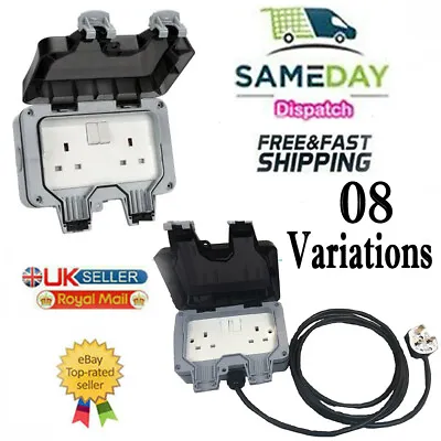 £16.99 • Buy Outdoor IP66 Garden Extension Lead Socket Box IP66 Rated All Sizes Black Cable