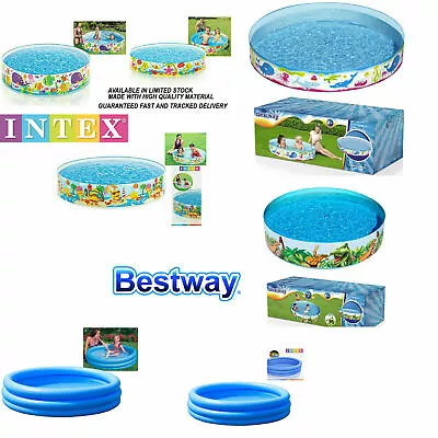 Intex Kids Children Rigid Paddling Swimming Dog Pool 4FT 5FT 6FT Garden Summer • £11.85