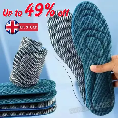 5D Memory Foam Orthopaedic Massage Insoles For Shoes Women Men Sports UK • £2.97
