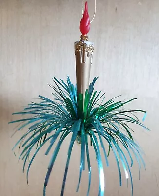 Vintage  Mid Century Christmas Tree Decoration Candle In Tinsel...Japan Made? • $6.68