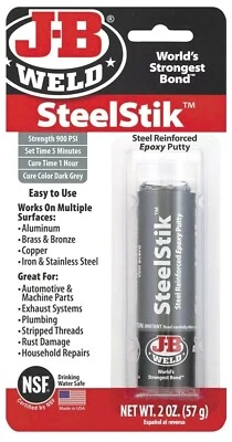 $22.90 • Buy JB Weld SteelStik Epoxy Steel Reinforced Putty Stick 57gr 