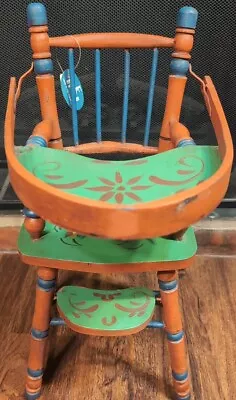 VINTAGE HEI Painted WOODEN HINGED TRAY TURNED SPINDLE LEGS BABY DOLL HIGH CHAIR  • $74.99