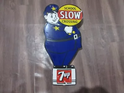 Porcelain School Slow Crossing Enamel Metal Sign Size 24  X 12   Inches • $99.99