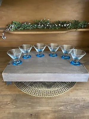 Set Of 6 Libbey 3803 Embassy Mini Martini/Dessert Glasses Aqua Blue Foot 2 3/4  • $32.99