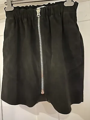 Brand New Acne Studios Women’s Black Lamb Suede Skirt 36 10 12 Zip Elasticated • $136.90