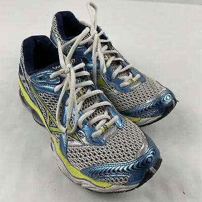 Mizuno Wave Creation 12 Running Athletic Shoe Silver/Blue/Lime Womens Sz 7 US • $26.05