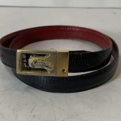 Lacoste Vintage Women’s Belt With Metal Buckle Crocodile 32” L-68 M IZOD • £48.66