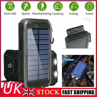 200000mAh Portable External Solar Power Bank Dual USB Battery Charger For Phone • £9.99