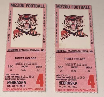 10/15/80 Mizzou Missouri Tigers Logo Nebraska NCAA Football Ticket Stub Columbia • $18.74