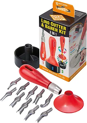 Lino Cutter And Baren Kit (10 Cutters Styles 1 To 10)Multicoloured13.7 X 6.5 X • £10.99