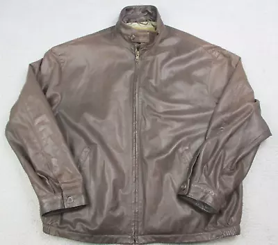 Vintage Mckenzie Tribe Leather Bomber Adult Large Brown Full Zip Heavy Pilot • $49.99