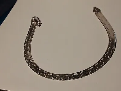 Sterling Silver Herringbone Bracelet With Pattern On One Side By Milor • $17