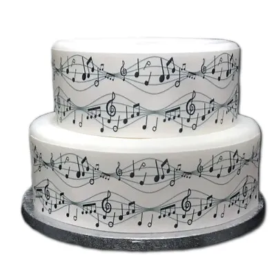 A4 Edible Decor Icing Sheet Music Musical Note Ribbon Border Edging • £3.49