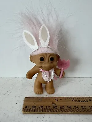 Russ Troll 3  Bunny Girl Light Pink Hair Holding Flower  Honey Bunny  Bib & Ears • $10.99