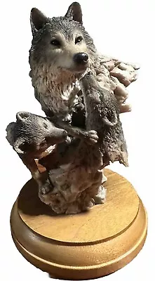 Mill Creek Studios  Peaceful Play  Wolf Sculpture 1994 By Joe Slockbower. • $33.99