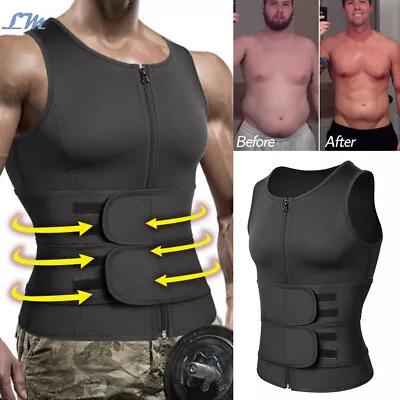 $29.99 • Buy Men Body Shaper Waist Trainer Sauna Sweat Tank Slimming Tops Underwear Shapewear