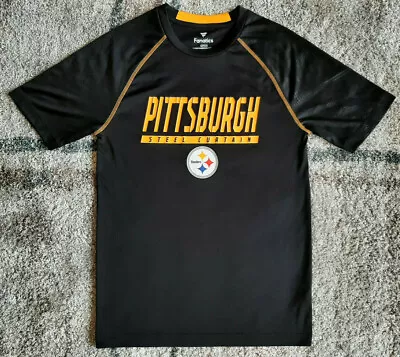 Pittsburgh Steelers Fanatics Workout T Shirt Small NFL EUC Steel Curtain INV2693 • $13.24