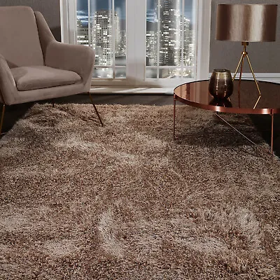 Shaggy Rug SHIMMER SPARKLE GLITTER 5.5cm Thick Soft Pile Large Living Room Rugs • £20.99