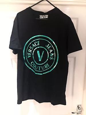 Versace Mens T Shirt Medium Black Iridescent 100% Authentic Bnwt • £40