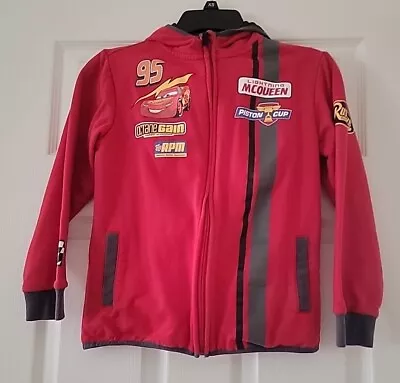 DISNEY STORE CARS Jacket Coat Boys 9/10 Youth Lightning McQueen Zip-up Hooded • £9.64