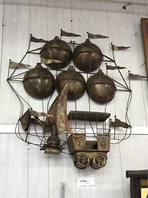 Curtis Jere Style Hot Air Balloons With Flags Flying Machine Wall Sculpture • $100